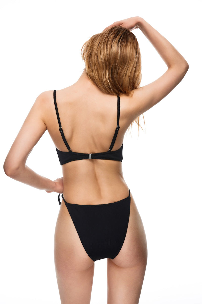 Venice rib-knit one-piece swimsuit black color back view