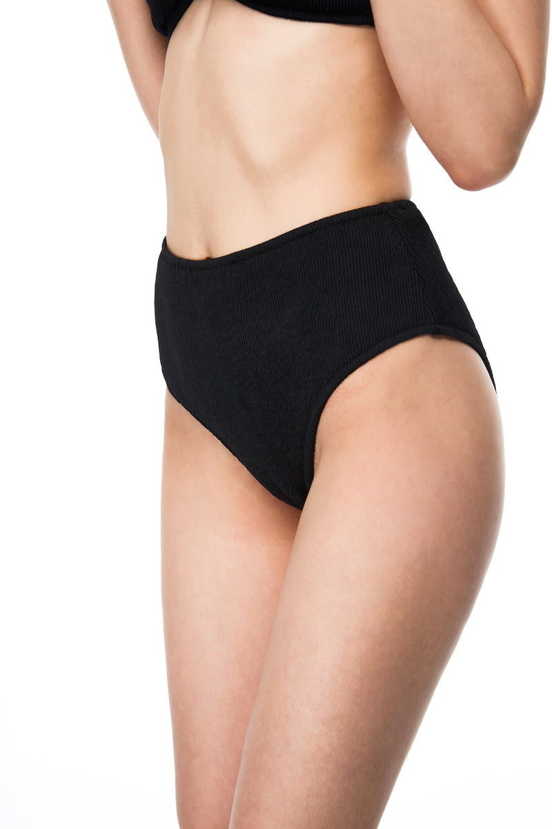 Laguna bow-style bandeau bikini bottom black color side view